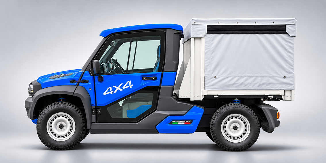EVI Country 4x4 di EVI Motor con allestimento centina per il trasporto professionale di materiali e attrezzature